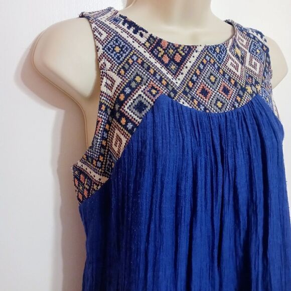 Doe & Rae Woven Gauze Tapestry Top Blue Medium - Picture 2 of 11
